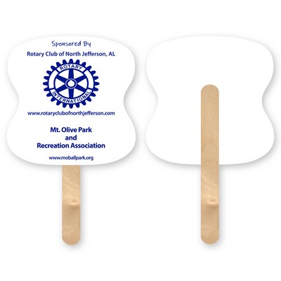 Mini Hourglass Shape Single Hand Fan w/ Wood Stick Handle